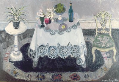 Harmaa ja valkoinen sisustus (öljy kankaalle) tekijältä Anne Redpath
