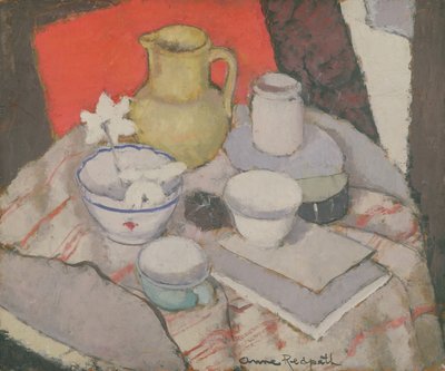 Asetelma pöydällä (öljy kankaalle) tekijältä Anne Redpath