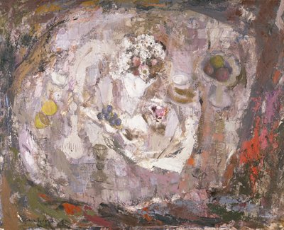 Pöytälevy, n. 1961 (öljy kovalevylle) tekijältä Anne Redpath