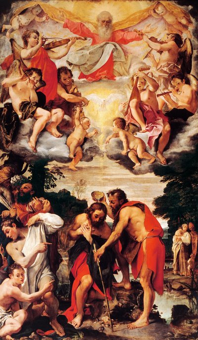 Annibale Carraccin (1560-1609) Kristuksen kaste, öljy kankaalle, San Gregorion ja San Siron kirkko, Bologna tekijältä Annibale Carracci