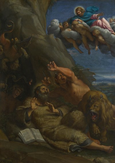 Kristus ilmestyy Saint Anthony Abbotille hänen kiusauksensa aikana, n. 1598 tekijältä Annibale Carracci