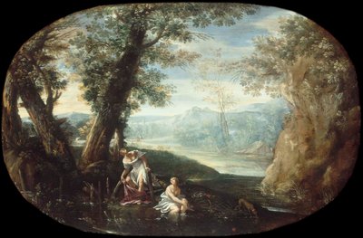 Maisema ja kylpeviä naisia tekijältä Annibale Carracci