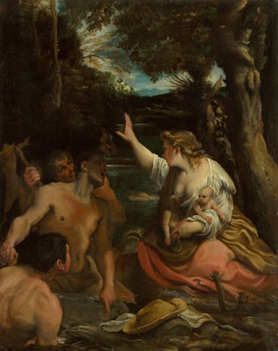 Latona ja Lyykialaiset talonpojat Latona suojelee lapsiaan, 1585. tekijältä Annibale Carracci