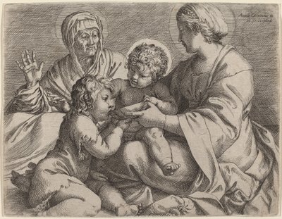 Madonna ja lapsi pyhien Elisabetin ja Johannes Kastajan kanssa (La Madonna della Scodella) tekijältä Annibale Carracci