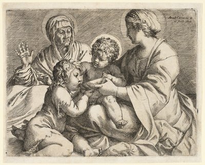 Madonna ja lapsi pyhien Elisabetin ja Johannes Kastajan kanssa tekijältä Annibale Carracci