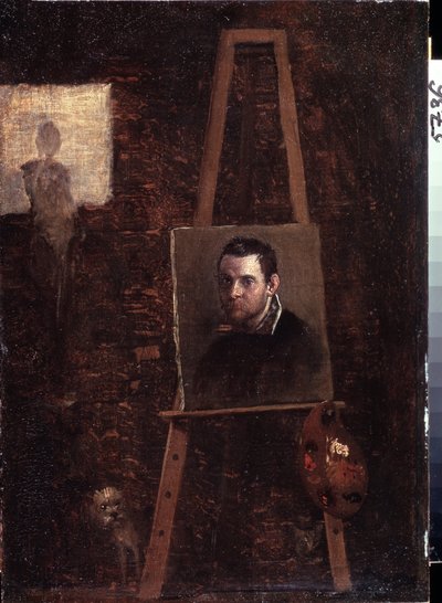 Omakuva maalaustelineessa, 1603-04 tekijältä Annibale Carracci