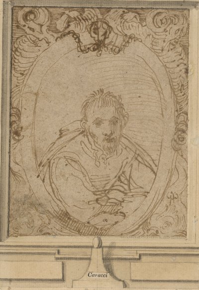 Omakuva, n. 1580 (kynä ja ruskea muste paperille) tekijältä Annibale Carracci