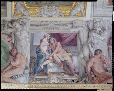 Galleria di Carracci Carracci-sali yksityiskohta Jupiter ja Juno, 1597-1604 fresko tekijältä Annibale Carracci
