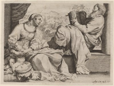 Pyhä perhe Pyhän Johannes Kastajan kanssa tekijältä Annibale Carracci