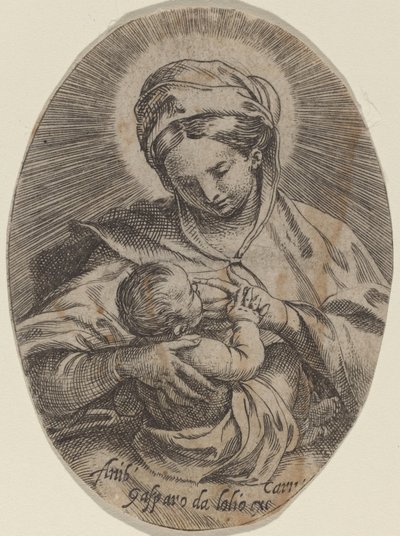 Madonna imettää Kristus-lapsia tekijältä Annibale Carracci