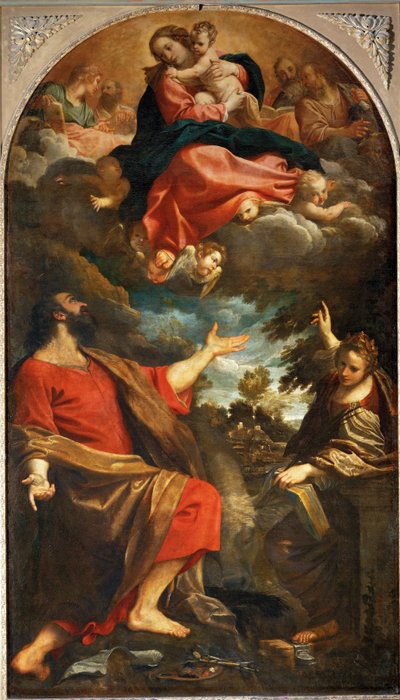 Neitsyt ilmestyy Pyhälle Luukkaan ja Pyhän Katariinan ... tekijältä Annibale Carracci