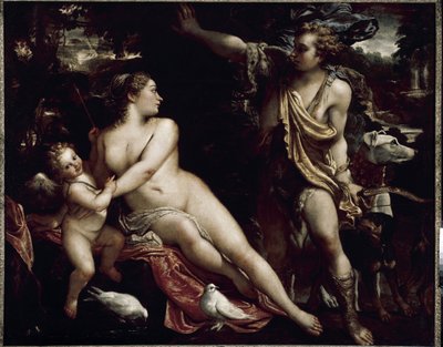 Venus ja Adonis (öljy kankaalle, n. 1588-1593) tekijältä Annibale Carracci