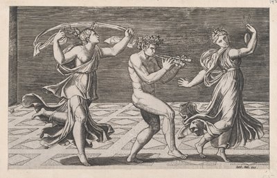 Speculum Romanae Magnificentiae: Faunien ja bacchantien tanssi, 1500-luvun alku..., 1500-luvun alku tekijältä Anon