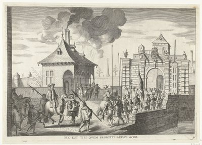 Aankomst bij de Brugse portt van Gent; intocht van Ferdinand te Gent vuonna 1635 (nro 4) Tässä on se, jonka kuulet usein luvattuna (otsikko esineessä) Brugensin portti, jossa Ser. Kardinaali astui kaupunkiin tekijältä Anonymous