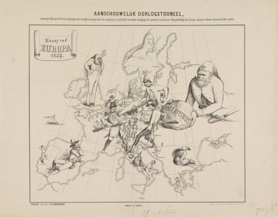 Visuaalinen sotakohtaus / Euroopan kartta vuonna 1859 (otsikko esineessä) tekijältä Anonymous