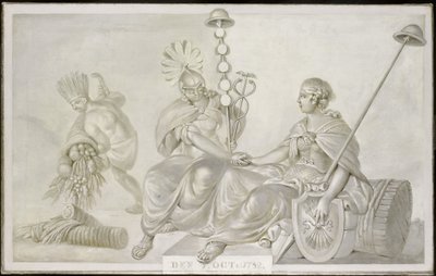 Allegoria "Yhdistyneiden Alankomaiden ja Amerikan yhdysvaltojen välisen ystävyys- ja kauppasopimuksesta", Haag, 7. lokakuuta 1782 tekijältä Anonymous