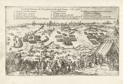 Beleg van Valenciennes, 1567 Valencenan piiritys Parman herttuattaren Margaritan johdolla. 1567 (otsikko esineessä) tekijältä Anonymous