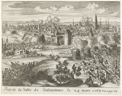 Beleg van Valenciennes, 1567 Valenciennesin kaupungin valloitus 24. maaliskuuta 1567 (otsikko esineessä) tekijältä Anonymous