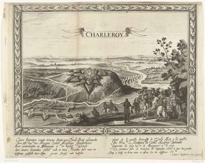 Charleroin uusi linnoitus, 1666 Charle Roijin (...) esittämä Caerte-hahmo uudesta kaupungista (otsikko esineessä) Plant de la nouelle fortresse de Charle Roij (...) (otsikko esineessä) tekijältä Anonymous