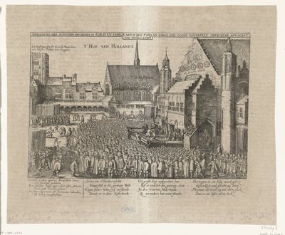 Johan van Oldenbarneveltin mestaus, 1619 Abbildung der Iustitien Geschehen in s