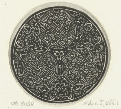 Kolme medaljonkia moreskenillä Valkoisia moreskeja mustalla taustalla (sarjan nimi) tekijältä Anonymous