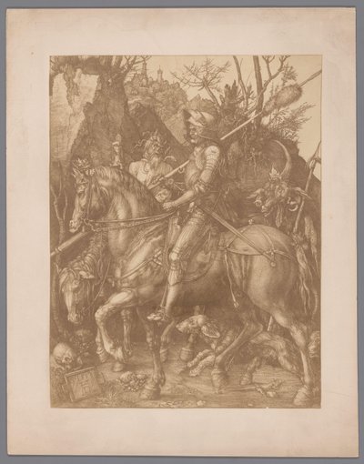 Valokuvakopio Albrecht Dürerin kaiverruksesta Knight, Death and Devil tekijältä Anonymous