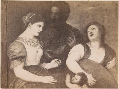 Valokuvakopio maalauksesta Allegoria rakkaudesta Tizianin jälkeen Tizian-allegooria (otsikko esineessä) kaiserl. Konigl. Galleria Wienissä (sarjan nimi esineellä) tekijältä Anonymous