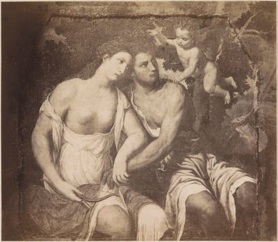 Valokuvakopio maalauksesta Venus ja Adonis Paris Bordonen jälkeen Pariisi Bordone. Venus ja Adonis (otsikko esineessä) kaiserl. Konigl. Galleria Wienissä (sarjan nimi esineellä) tekijältä Anonymous