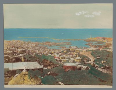 Näkymä Genovalle ja Lingurianmerelle, Italia Panorama Valley Ristorante Righi al Castellaccio (otsikko esineessä) Genova (sarjan nimi esineellä) tekijältä Anonymous