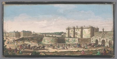 Näkymä Bastillelle ja Porte Saint-Antoinen Pariisissa Näkymä Bastille de Parisille, Porte St. Antoine, et d