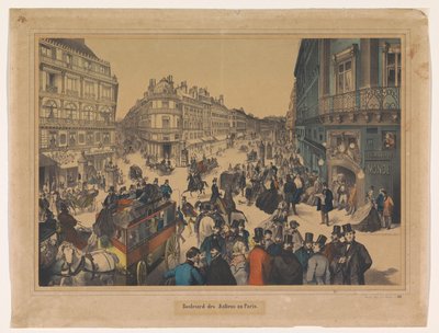 Näkymä Boulevard des Italiensille Pariisissa Boulevard des Italiens zu Paris (otsikko esineessä) tekijältä Anonymous
