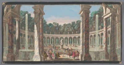 Näkymä pylväikkölle Versaillesin puutarhassa La Colonnade (otsikko esineessä) tekijältä Anonymous