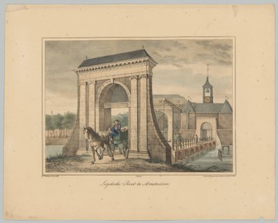 Näkymä Leidsepoortille Amsterdamissa Leydsche Poort Amsterdamissa (otsikko esineessä) Amsterdamin kaupungin kuuden pääportin kasvot. 1st Cahier (sarjan nimi) tekijältä Anonymous
