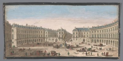 Gezicht op de Place des Victoires te Parijs Näkymä Place des Victoires -aukiolle (otsikko esineessä) tekijältä Anonymous