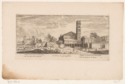 Gezicht op de Santa Croce Gerusalemmessa, Roomassa S. Croce Gierusalemissa / Pyhän Ristin kirkko Jerusalemissa yksi (...) / L