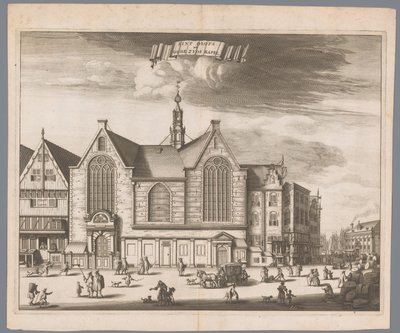Näkymä St. Olofin kappelille (Oudezijds Chapel) Amsterdamissa Sint Olofs nyt Oude Zyds Chapel (otsikko esineessä) tekijältä Anonymous