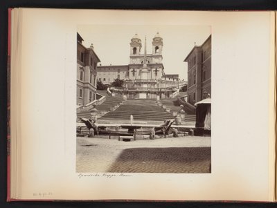 Näkymä Espanjalaisille portaille, Piazza di Spagnalle ja Trinità dei Montille Roomassa, Italiassa espanjalainen Treppe. rom (otsikko esineessä) tekijältä Anonymous