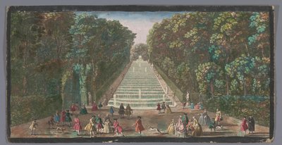 Näkymä Château de Marlyn puutarhan vesiputouksille Vue de la Cascade de Marli (otsikko esineessä) tekijältä Anonymous