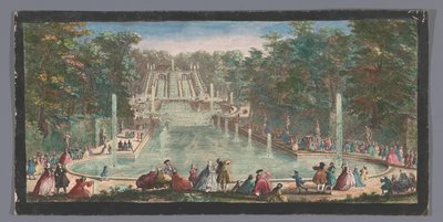 Näkymä Château de Saint-Cloudin puutarhan vesiputouksille Veue de la Cascade de St. Cloud (otsikko esineessä) tekijältä Anonymous
