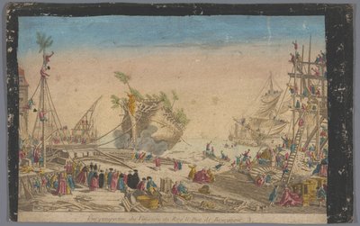 Näkymä Rochefortin satamasta Duc de Bourgogne -laivan päässä 20. lokakuuta 1751 Vue perspektiivi du vaisseau du roy le Duc de Bourgogne (otsikko esineessä) tekijältä Anonymous