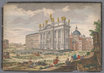 Näkymä Pyhän Johanneksen Lateranin kirkolle Roomassa Veduta della Basilica di S. Giovanni Laterano (otsikko esineessä) tekijältä Anonymous