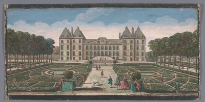 Gezicht op de tuin en het Château de Saint-Maur Näkymä Chateau Royal de Saint Mauriin puutarhan puolelta (otsikko esineessä) tekijältä Anonymous
