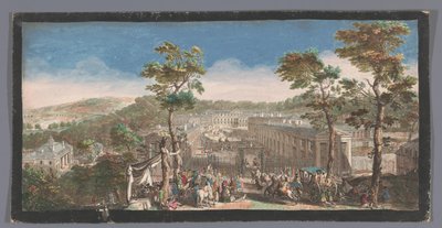 Gezicht op het Château de Saint-Cloud Näkymä Chateau de St. Cloudiin pääkadun puolelta toiselta portilta (otsikko esineessä) tekijältä Anonymous