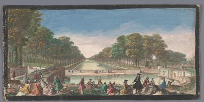 Näkymä Grand Canalille Palais de Fontainebleaun puutarhassa Veüe du Canal, Fontainebleau (otsikko esineessä) tekijältä Anonymous