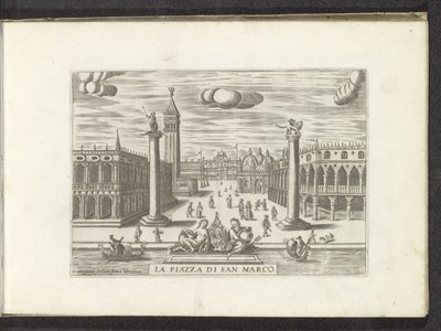 Näkymä Piazzettalle Venetsiassa La Piazza di San Marco (otsikko esineessä) tekijältä Anonymous