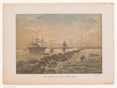 Näkymä Suezin kanavalle Port Saidissa Suezin kanava (Port Said) (otsikko esineessä) tekijältä Anonymous