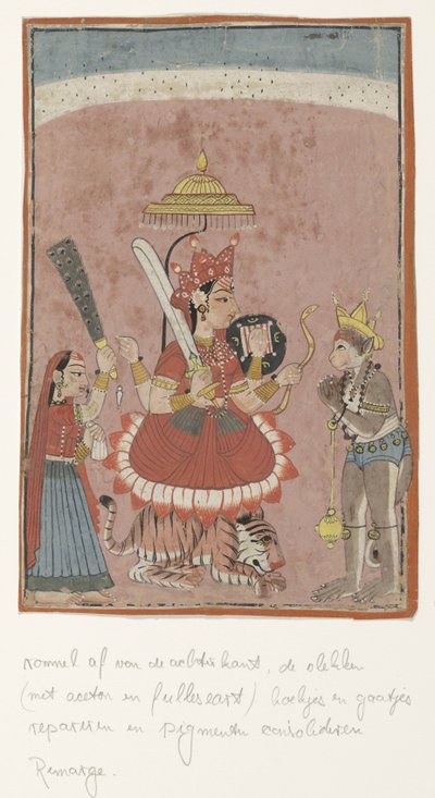 Jumalatar Durga ja Hanuman tekijältä Anonymous