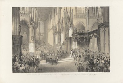 Hänen Majesteettinsa kuningas Willem III:n vihkiäistilaisuus Nieuwe Kerkissä, Amsterdamissa, 13. toukokuuta 1849 (otsikko esineessä) tekijältä Anonymous