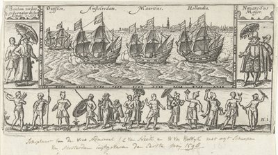 Kopio alkuperäisen otsikkopainatuksen jälkeen Houtmans Journael vande reyse der Hollandtsche ships ghedaen in Oostelijk, 1598 tekijältä Anonymous