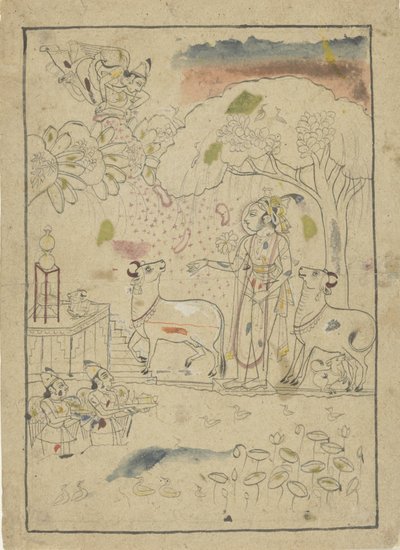 Krishna lehmien kanssa linga-alttarilta tekijältä Anonymous
